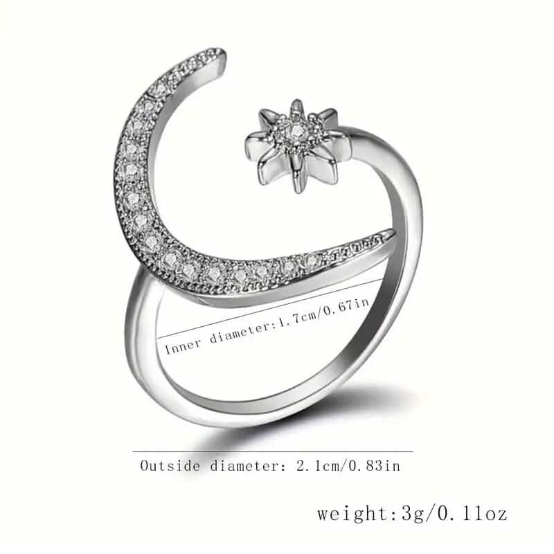 Bague Manchette Tendance Motif Lune et Soleil