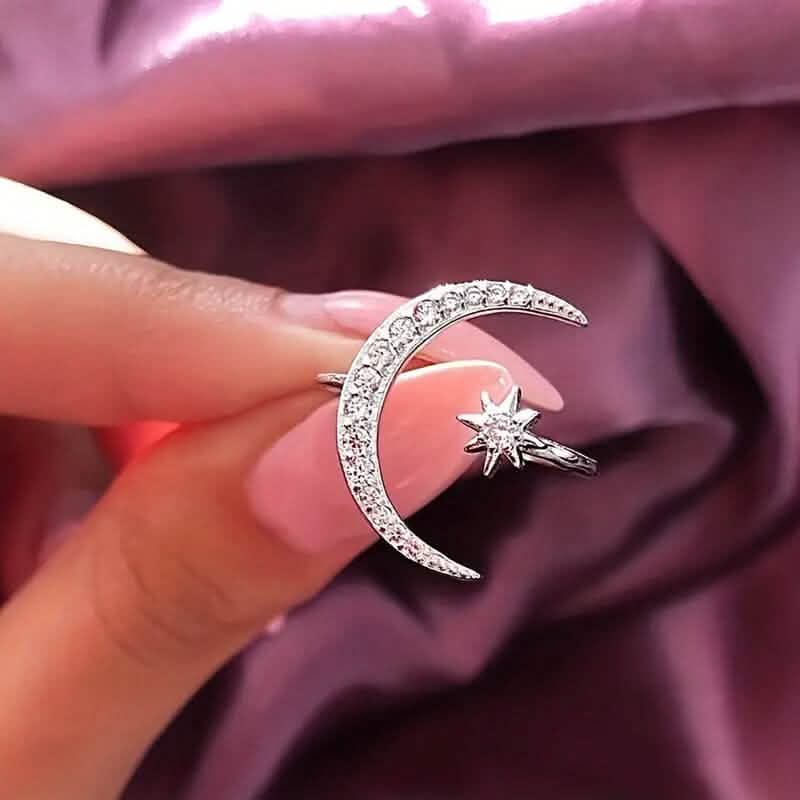 Bague Manchette Tendance Motif Lune et Soleil