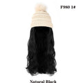 Perruque Chapeau Tendance Synthétique Longue Ondulée avec Béret Chapeau Tricoté Mode Noir Automne Hiver Bonnet Extensions Capillaires Perruques Pour Femmes Noires Perruques de Cosplay Pour Femmes