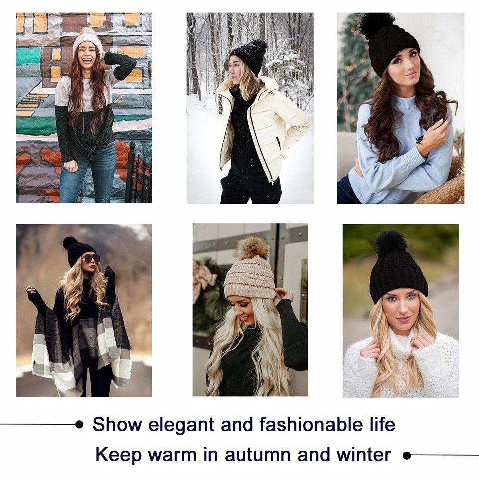 Perruque Chapeau Tendance Synthétique Longue Ondulée avec Béret Chapeau Tricoté Mode Noir Automne Hiver Bonnet Extensions Capillaires Perruques Pour Femmes Noires Perruques de Cosplay Pour Femmes