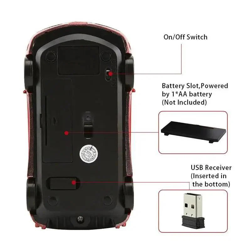 Souris sans fil de voiture de sport tendance 1200DPI optique 3D design voiture souris de jeu USB pour ordinateur portable PC de bureau