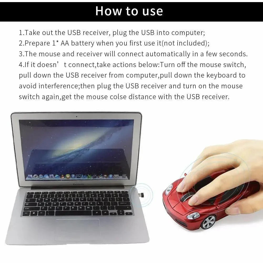 Souris sans fil de voiture de sport tendance 1200DPI optique 3D design voiture souris de jeu USB pour ordinateur portable PC de bureau