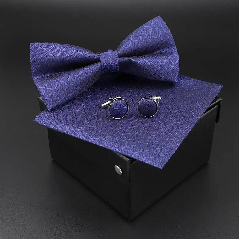 Ensemble Nœud Papillon Imprimé Petits Pois Tendance avec Pochette et Boutons de Manchette pour Hommes Rétro Nœuds Papillon de Fête Mariage sans Boîte Cravates Élégantes Cadeau
