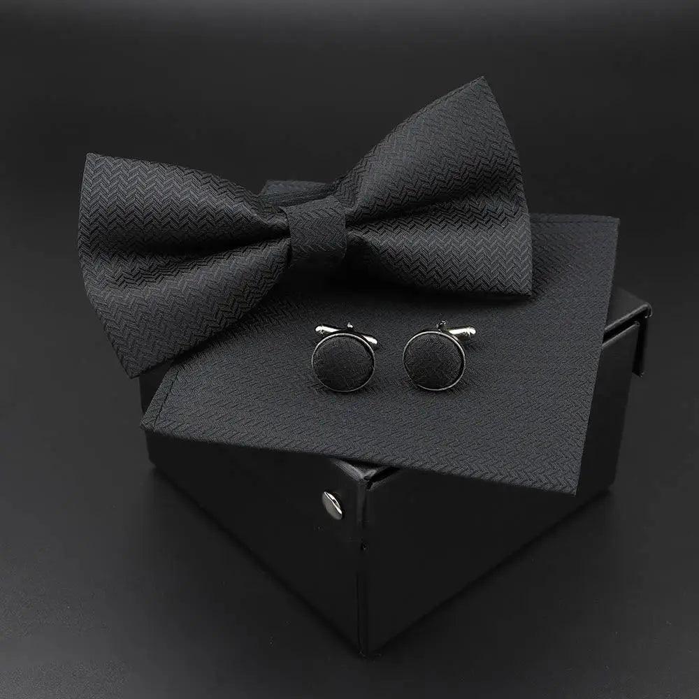 Ensemble Nœud Papillon Imprimé Petits Pois Tendance avec Pochette et Boutons de Manchette pour Hommes Rétro Nœuds Papillon de Fête Mariage sans Boîte Cravates Élégantes Cadeau