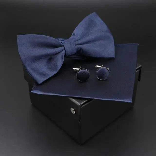 Ensemble Nœud Papillon Imprimé Petits Pois Tendance avec Pochette et Boutons de Manchette pour Hommes Rétro Nœuds Papillon de Fête Mariage sans Boîte Cravates Élégantes Cadeau