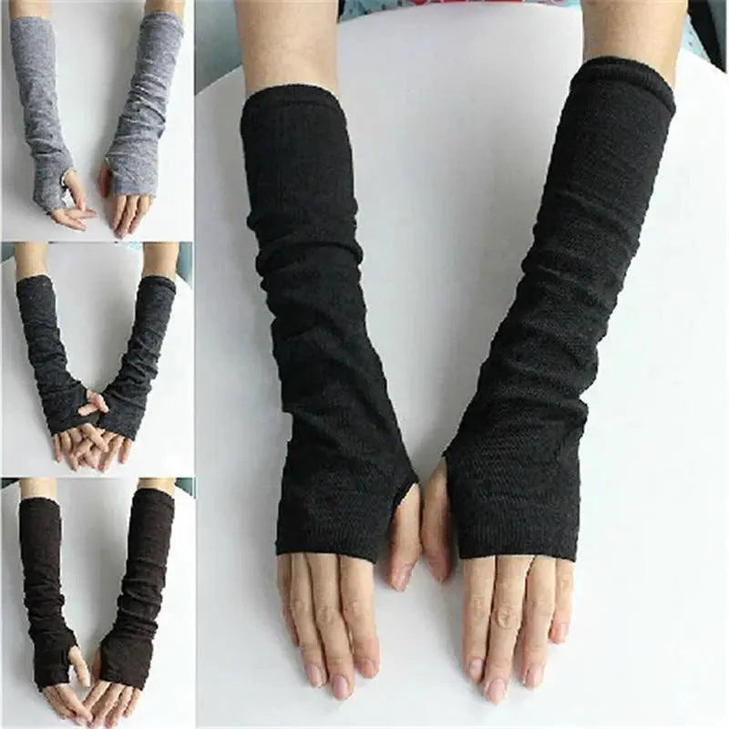 Gants longs d'hiver tendance en laine sans doigts, décontractés, pour femmes. Gants longs sans doigts pour femmes, pour l'hiver, tricotés, chauffe-bras, gants doux décontractés, chauffe-bras.
