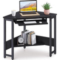 Bureau d'angle pour ordinateur, avec plateau de clavier coulissant et étagères de rangement