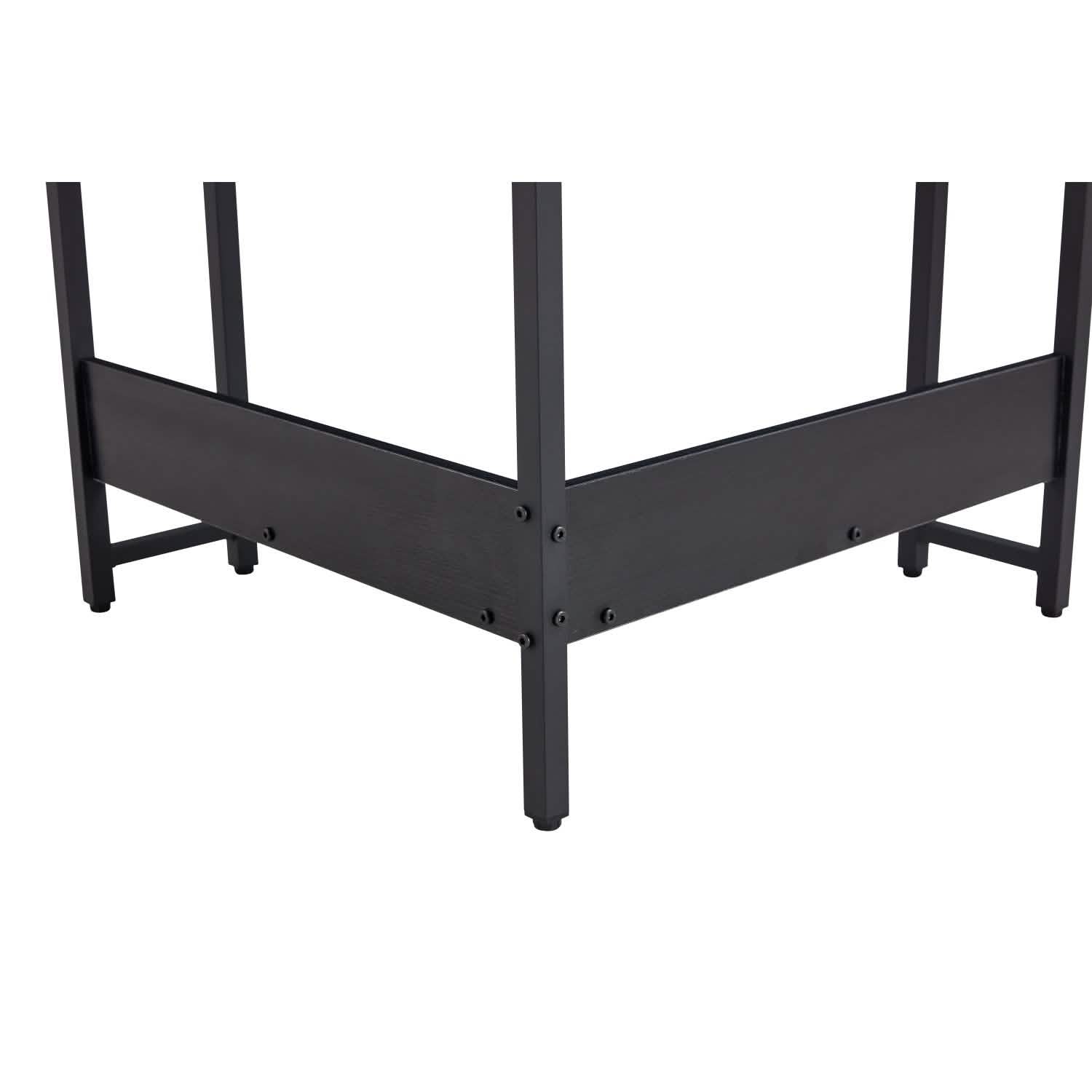 Bureau d'angle pour ordinateur, avec plateau de clavier coulissant et étagères de rangement