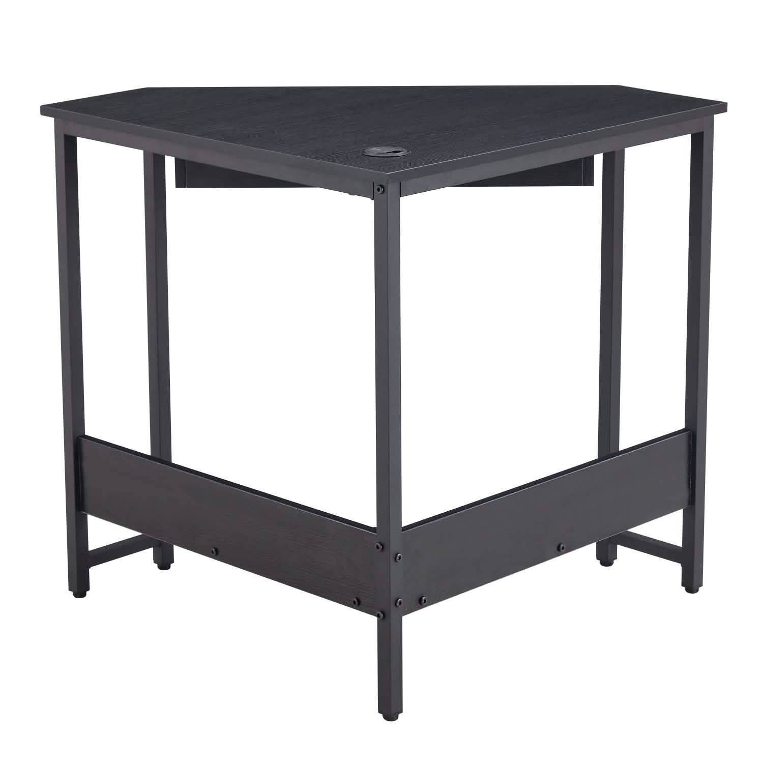 Bureau d'angle pour ordinateur, avec plateau de clavier coulissant et étagères de rangement