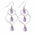 Boucles d'oreilles en argent sterling avec trio d'améthystes enroulées de fil