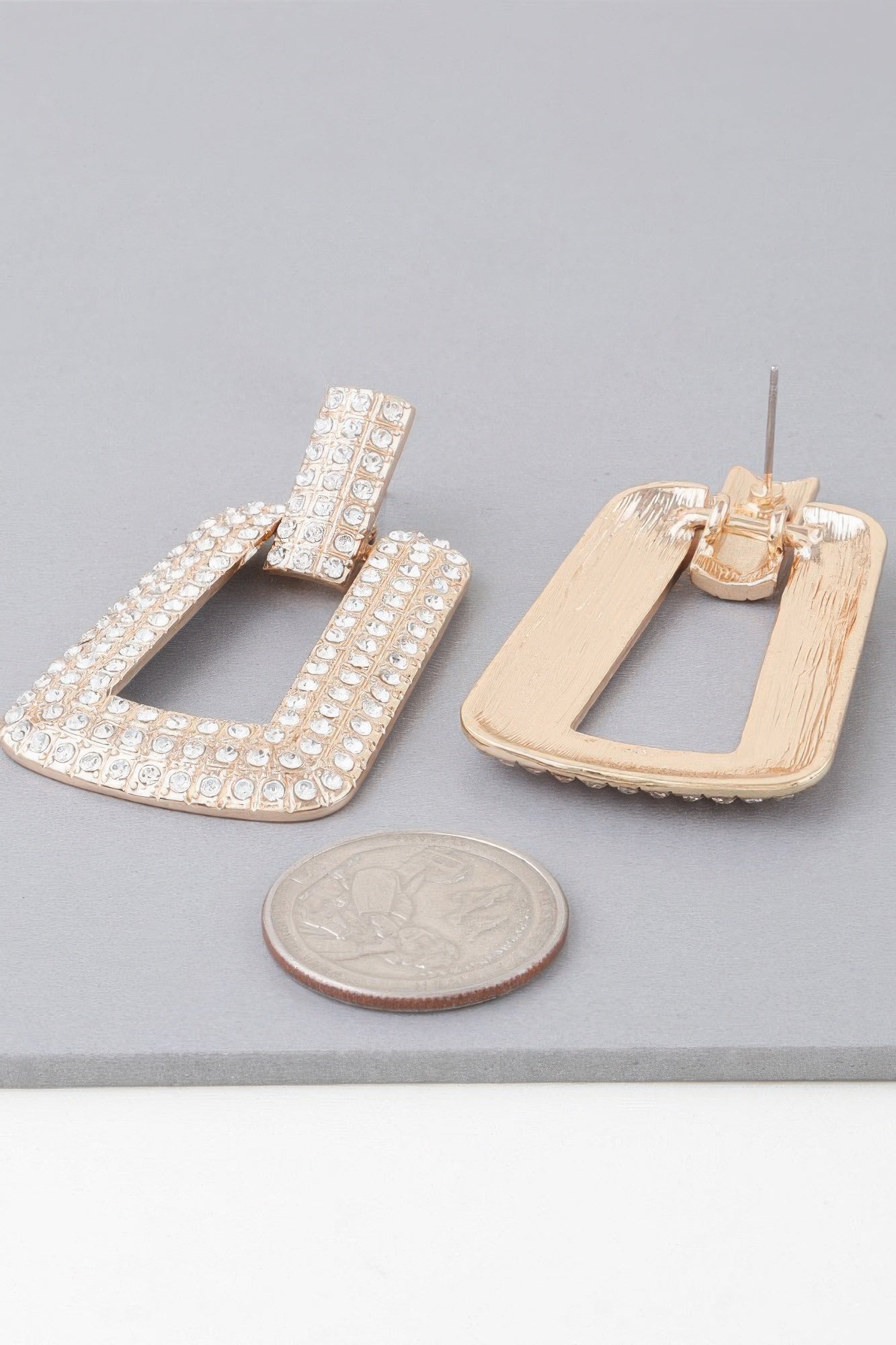 Boucles d'oreilles triple cadre strass