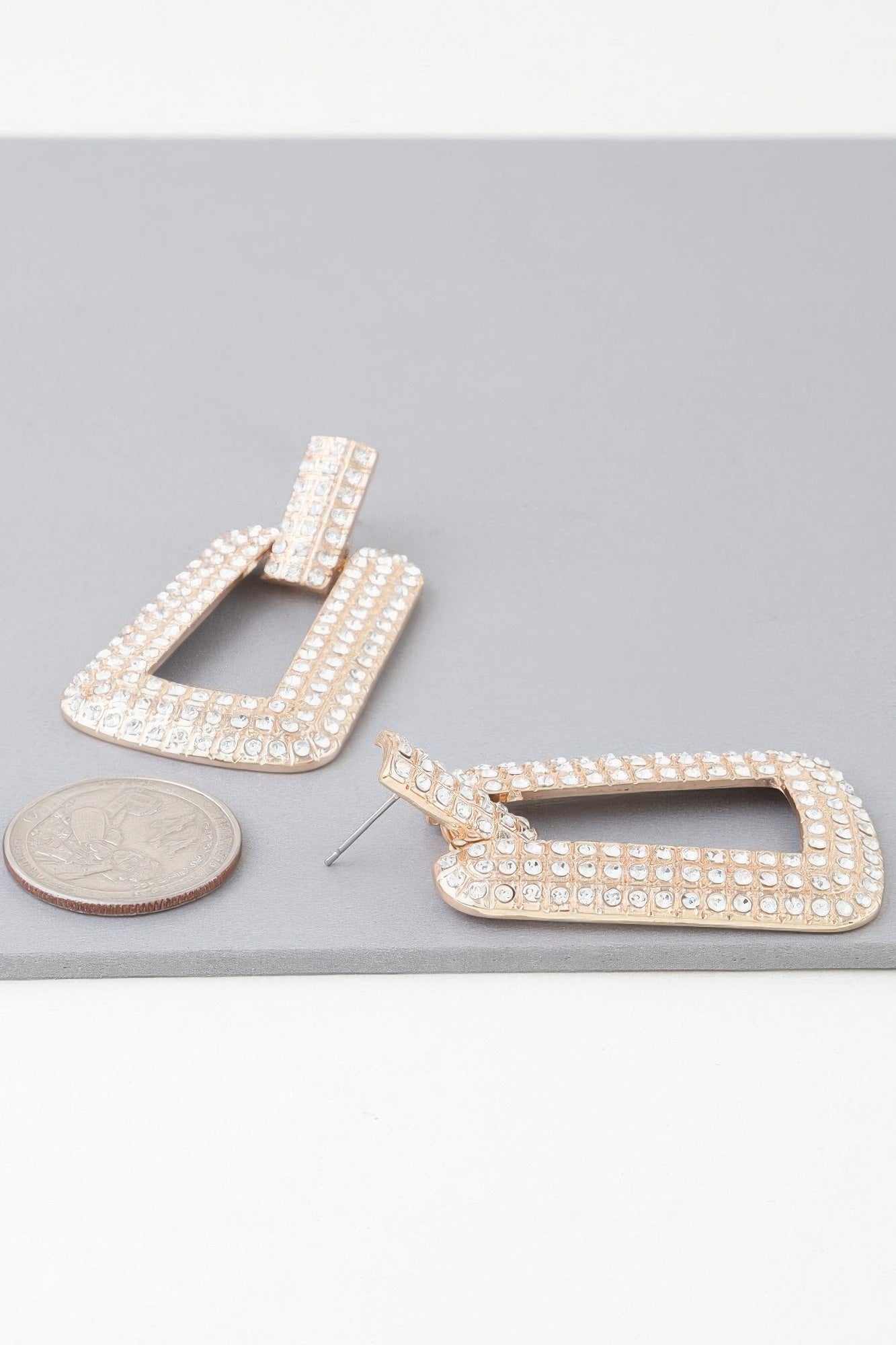 Boucles d'oreilles triple cadre strass