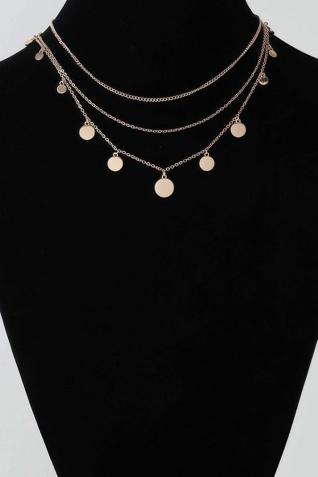 Collier chaîne triple avec pendentif rond