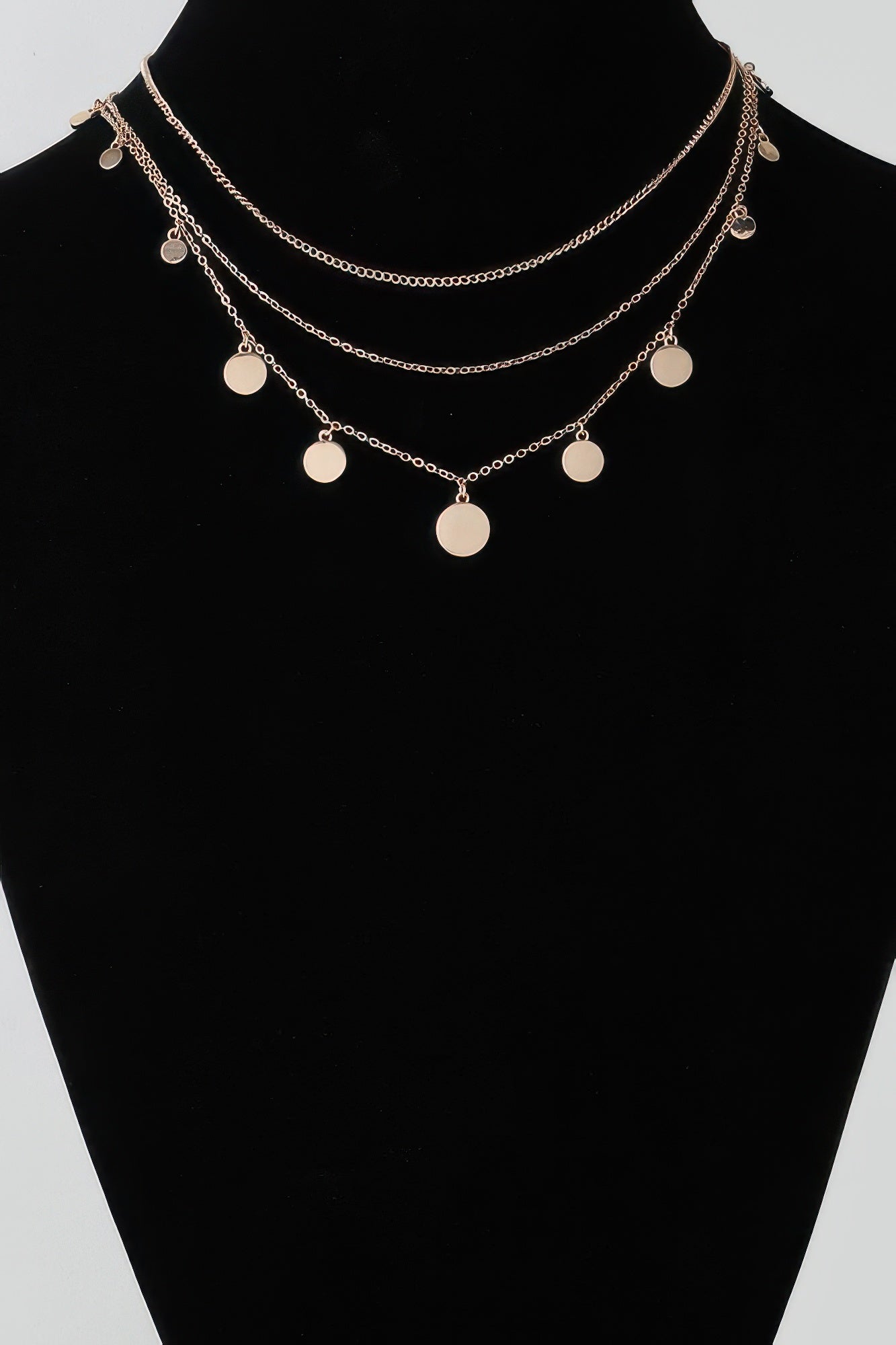 Collier chaîne triple avec pendentif rond