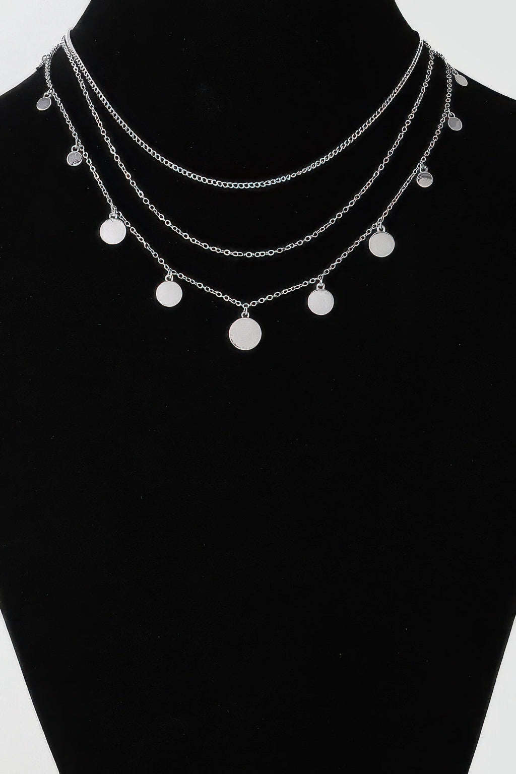 Collier chaîne triple avec pendentif rond
