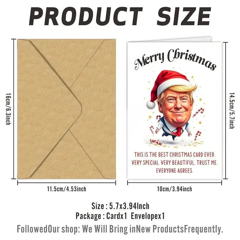 Carte de vœux de Noël sur le thème de Trump avec enveloppe
