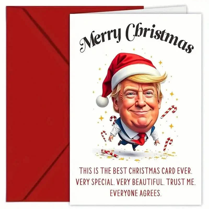 Carte de vœux de Noël sur le thème de Trump avec enveloppe