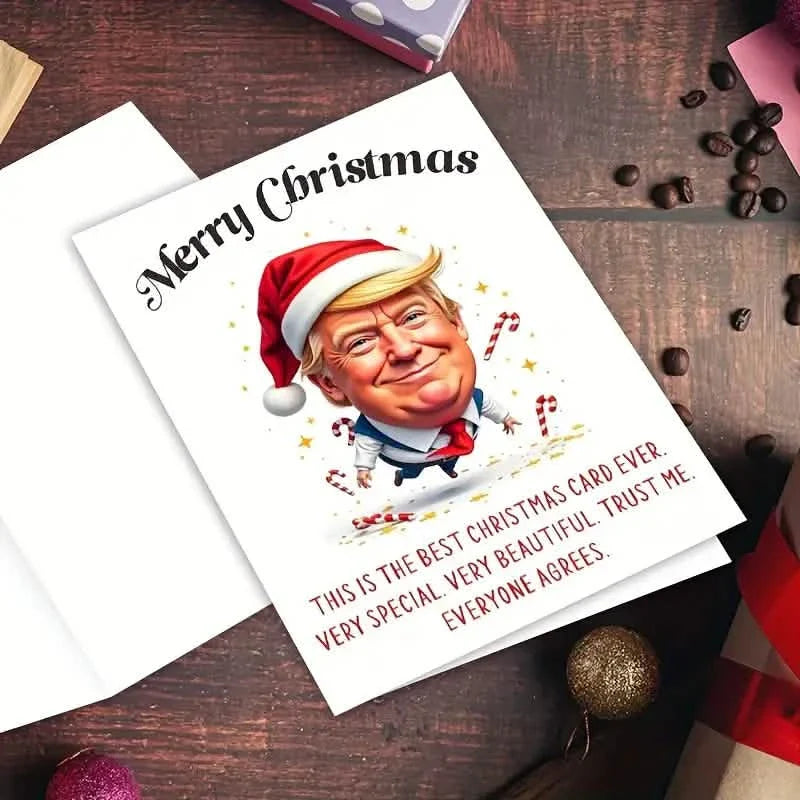Carte de vœux de Noël sur le thème de Trump avec enveloppe