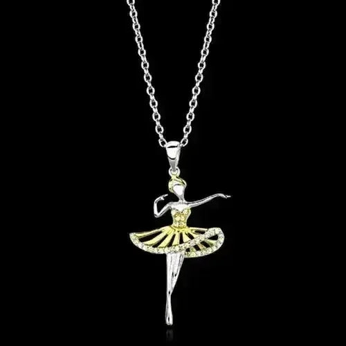 TS156 - Pendentif chaîne en argent sterling 925 plaqué or et rhodium avec pierres AAA