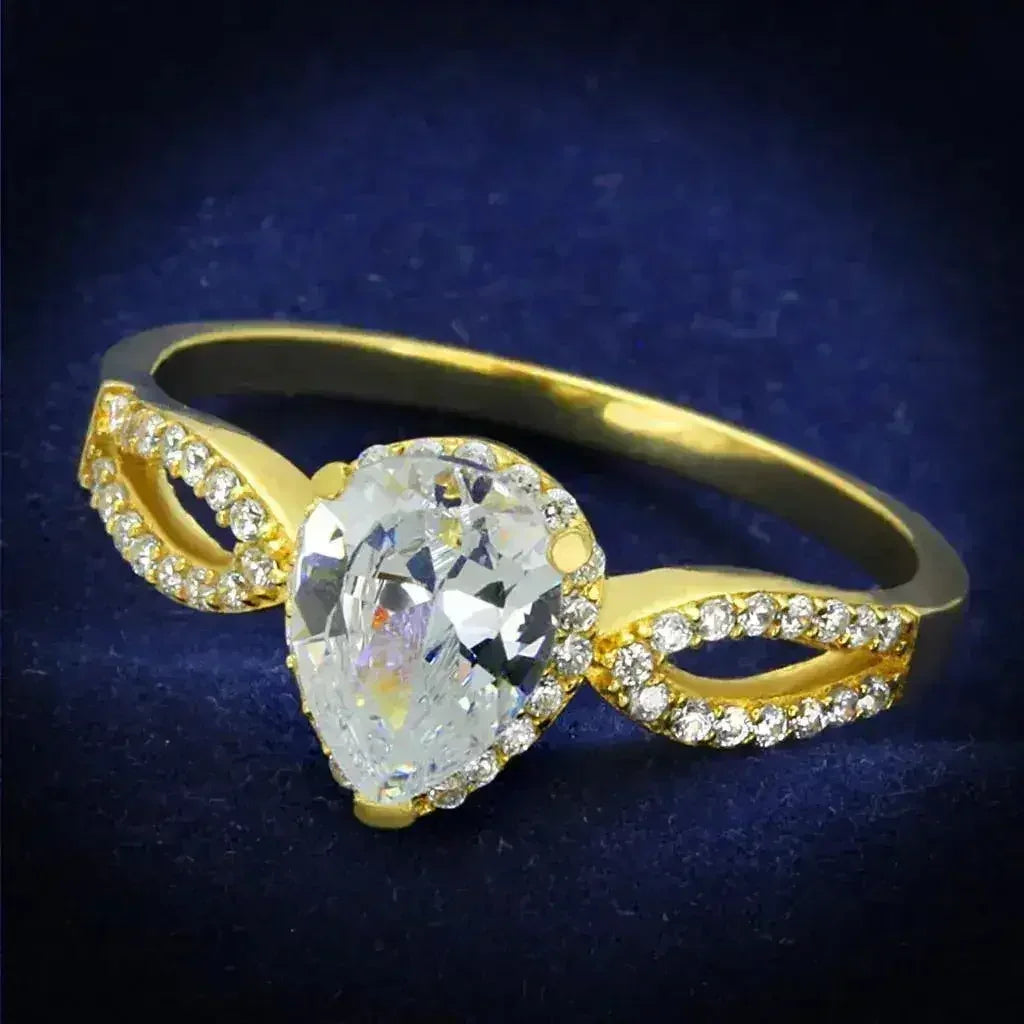 Bague en or et argent sterling TS248 – Solitaire CZ transparent de qualité AAA