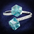 Bague en argent sterling rhodié TS317 – CZ bleu marine AAA