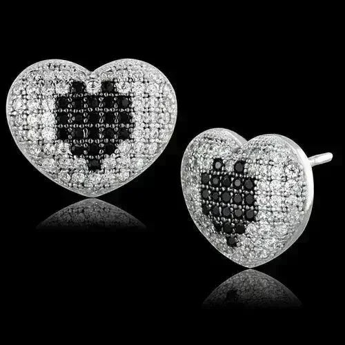 Boucles d'oreilles en argent sterling avec oxydes de zirconium noirs – TS483 – Femstylo