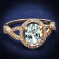 Bague en argent sterling TS489 couleur or rose – Solitaire CZ transparent AAA