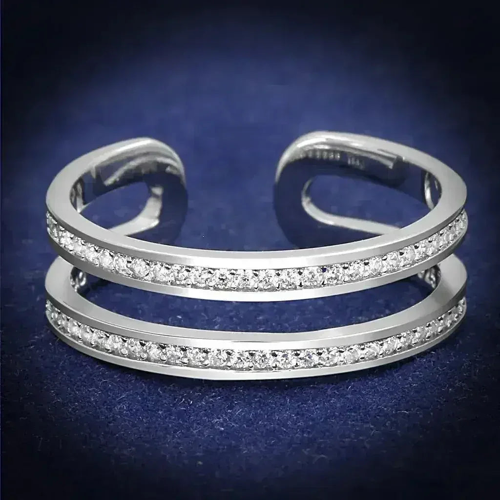 Bague solitaire TS605 en argent sterling rhodié – zircon cubique transparent AAA