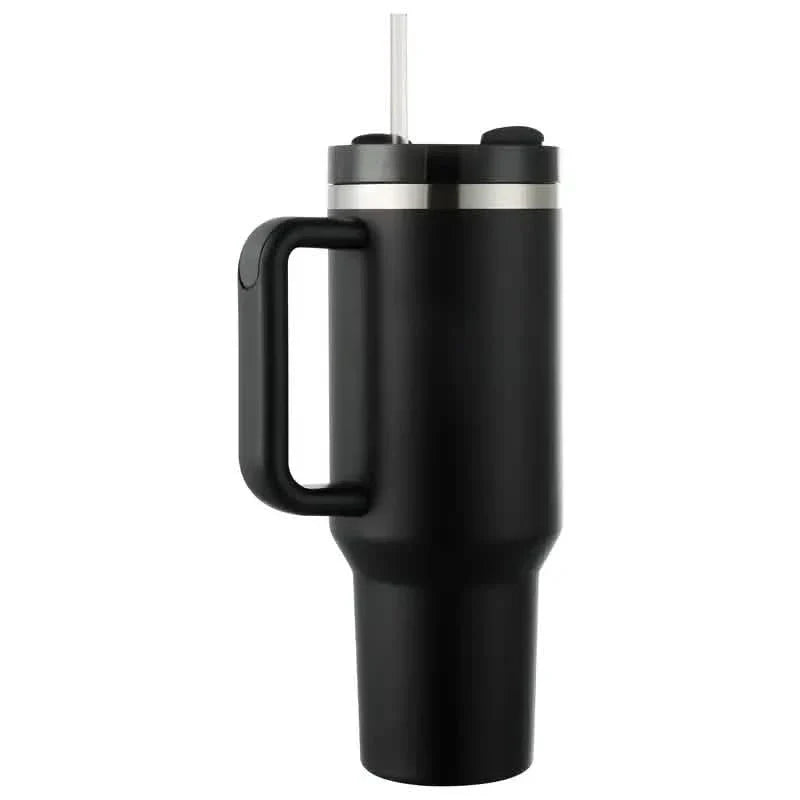 Gobelet avec poignée et couvercle paille, tasse à café de voyage étanche de 1,2 L