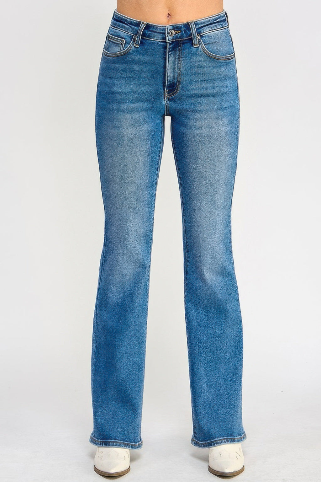 Jean coupe bottillon ajustée taille mi-haute à effet ventre plat