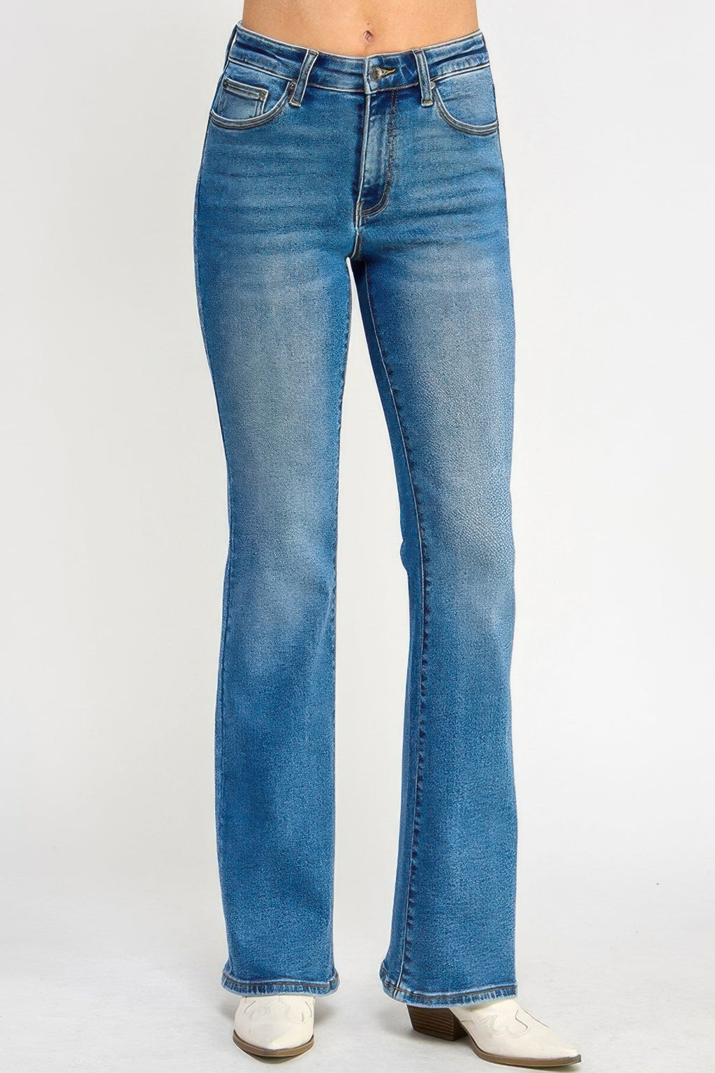 Jean coupe bottillon ajustée taille mi-haute à effet ventre plat