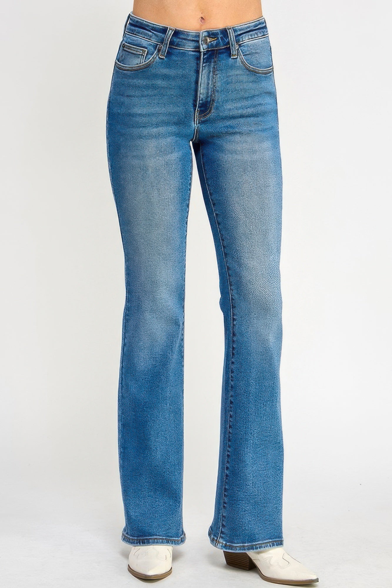 Jean coupe bottillon ajustée taille mi-haute à effet ventre plat