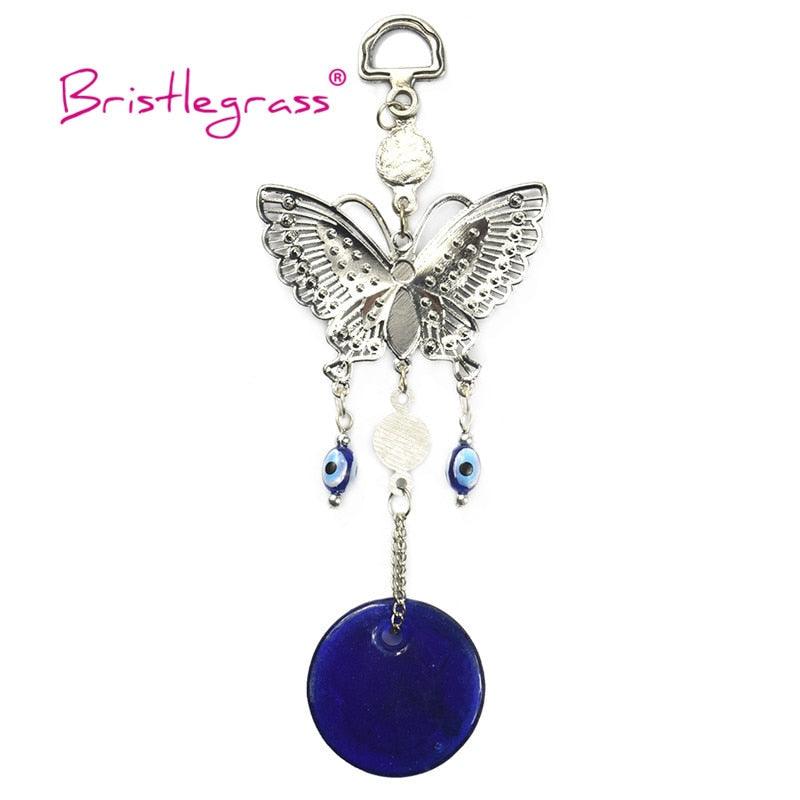 Amulette turque papillon œil bleu avec strass bleus, breloque de voiture, rétroviseur, tenture murale, protection, porte-bonheur, pendentif, décoration d'intérieur, cadeau de bénédiction