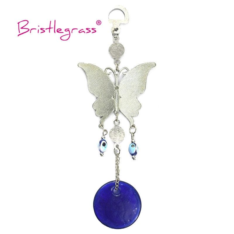 Amulette turque papillon œil bleu avec strass bleus, breloque de voiture, rétroviseur, tenture murale, protection, porte-bonheur, pendentif, décoration d'intérieur, cadeau de bénédiction