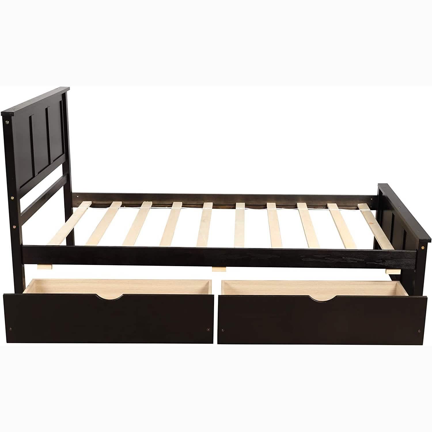 Lit plate-forme simple avec deux tiroirs