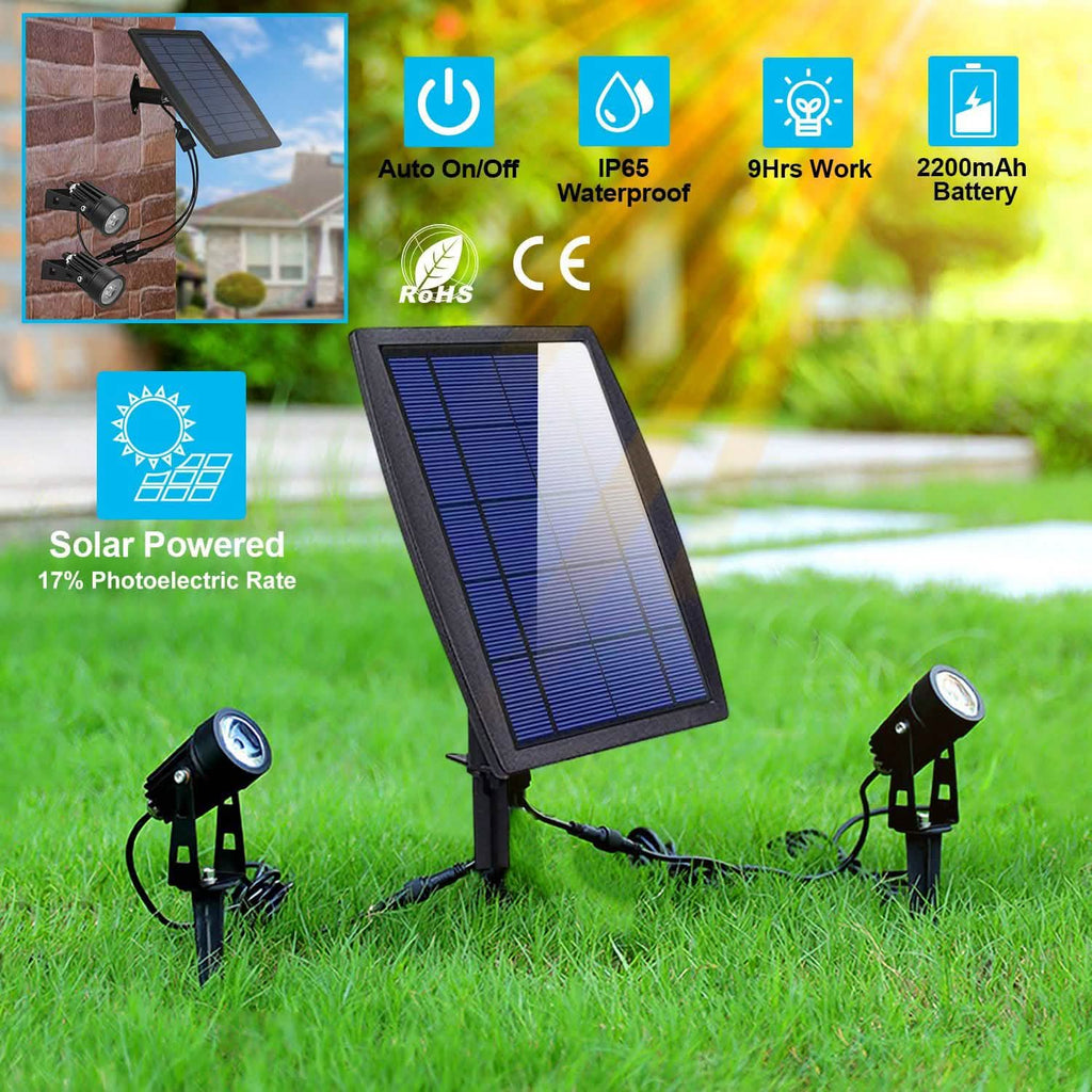 Projecteur solaire double pour l'extérieur