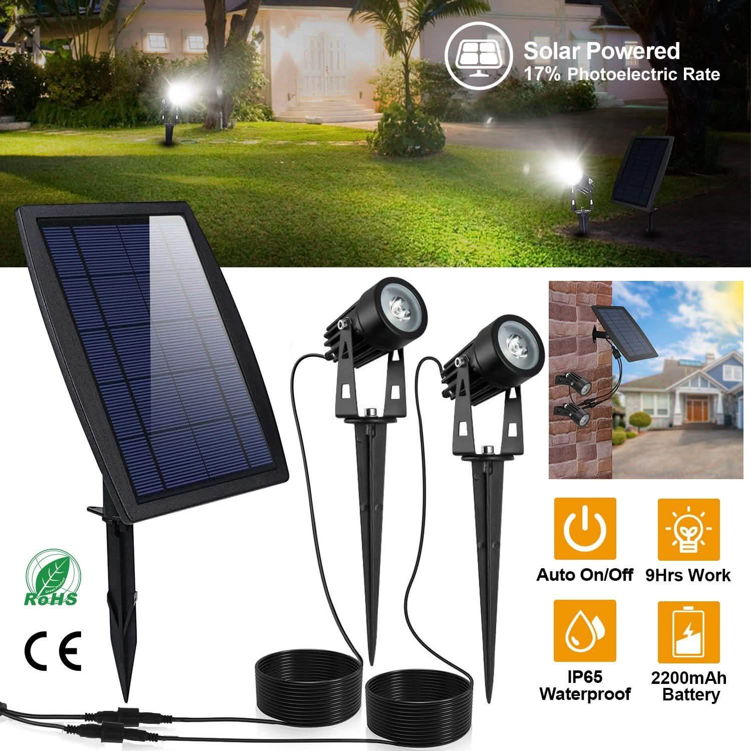 Projecteur solaire double pour l'extérieur