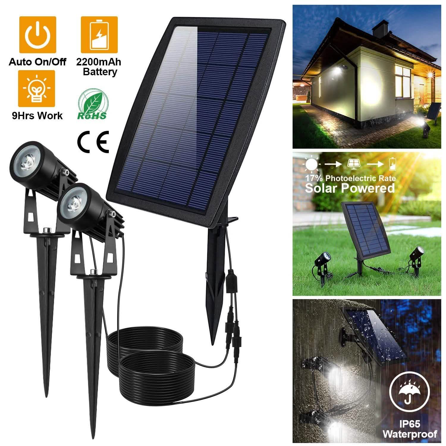 Projecteur solaire double pour l'extérieur