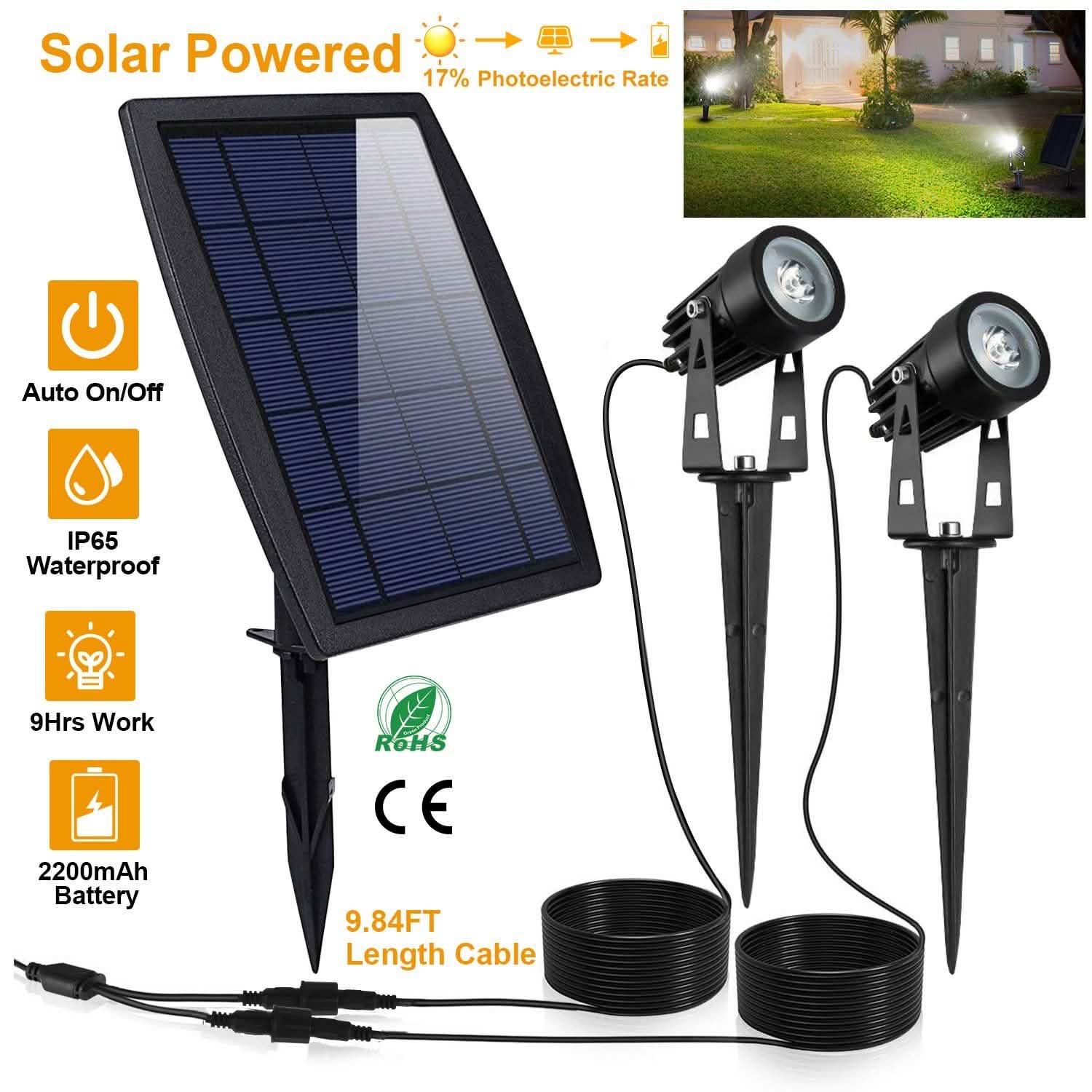 Projecteur solaire double pour l'extérieur