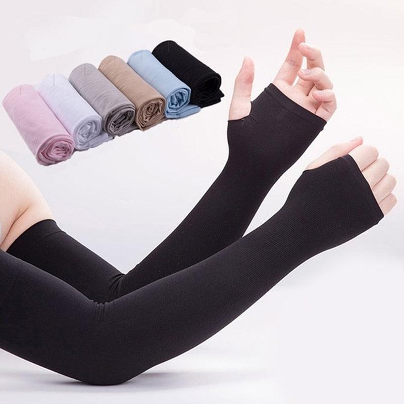 Deux paires de manchettes de protection solaire UV antidérapantes pour bras, manchons d'été pour hommes et femmes, manchons de refroidissement unisexes pour sport, entraînement et activités de plein air