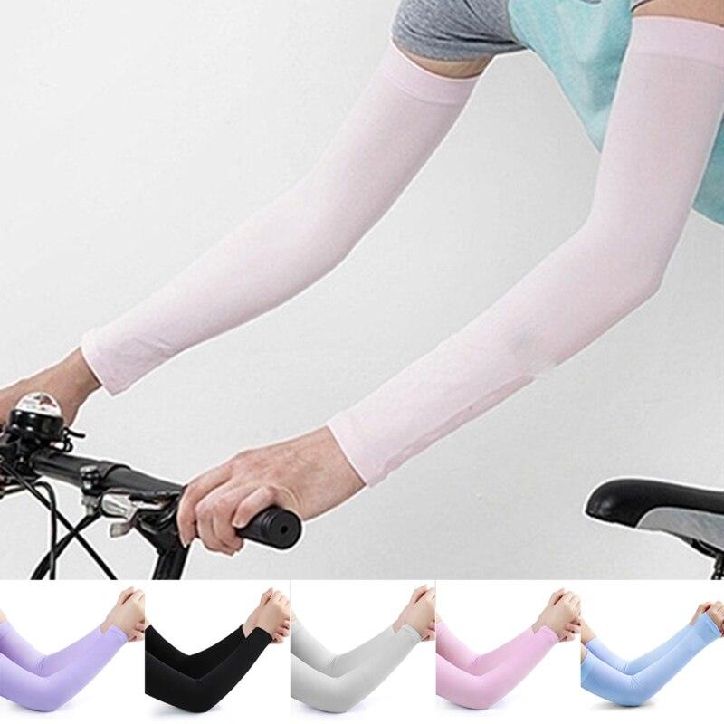 Deux paires de manchettes de protection solaire UV antidérapantes pour bras, manchons d'été pour hommes et femmes, manchons de refroidissement unisexes pour sport, entraînement et activités de plein air