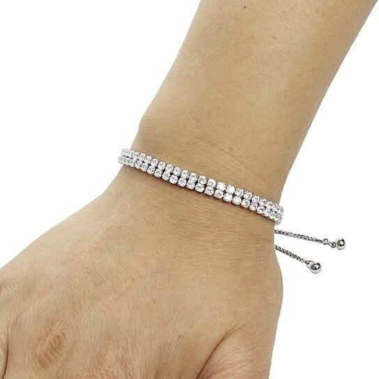 Bracelet de tennis réglable à deux rangs