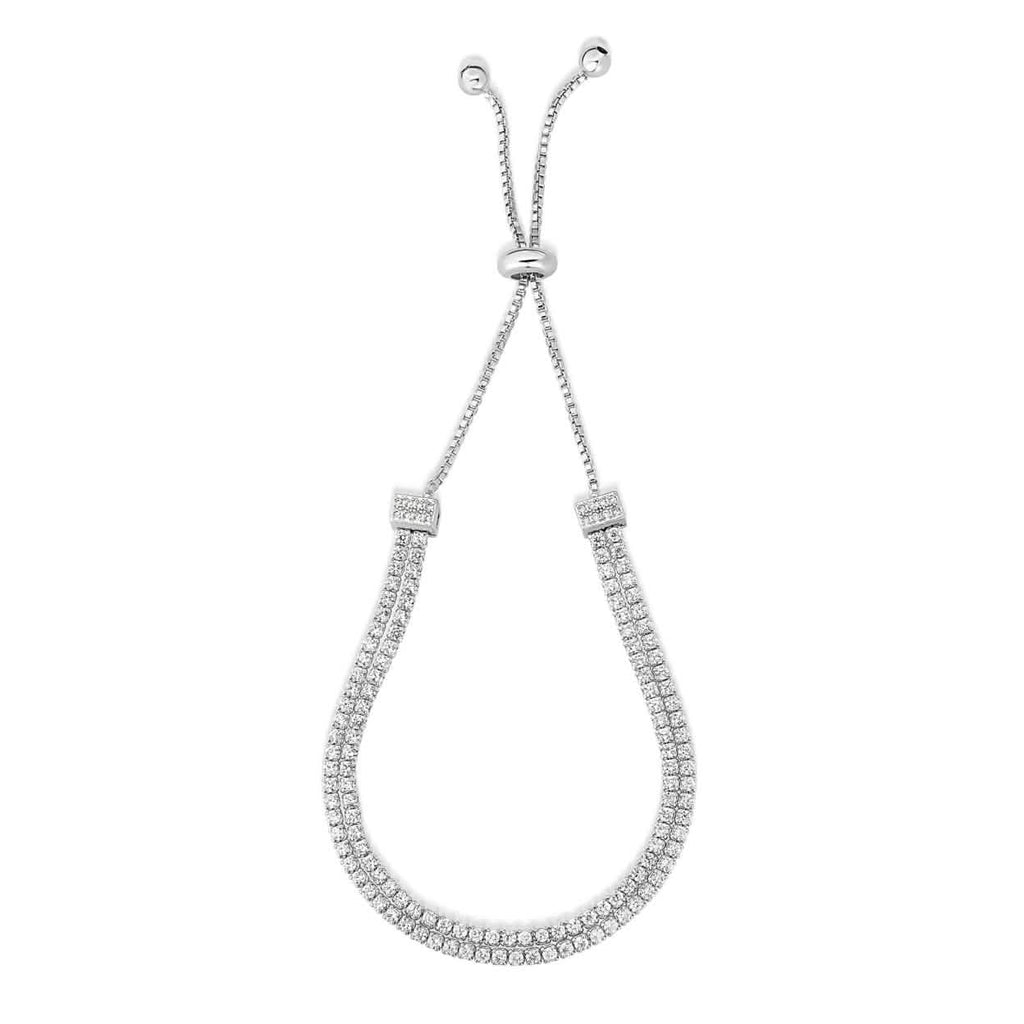 Bracelet de tennis réglable à deux rangs