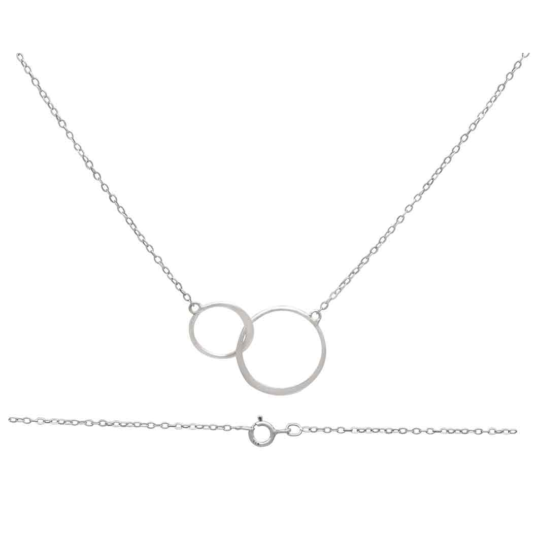 Two Circle Interlocking Link Sterling Silver Necklace - Mother and Child Jewelry