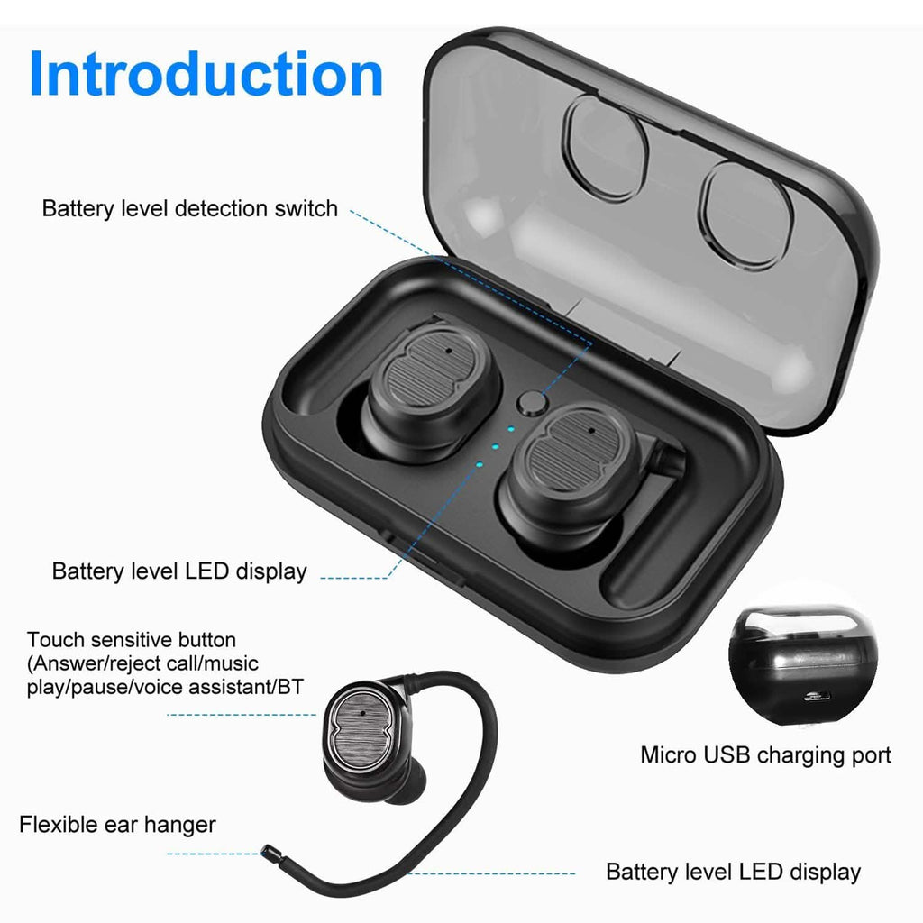Écouteurs sans fil TWS 5.0 IPX4 stéréo intra-auriculaires tactiles