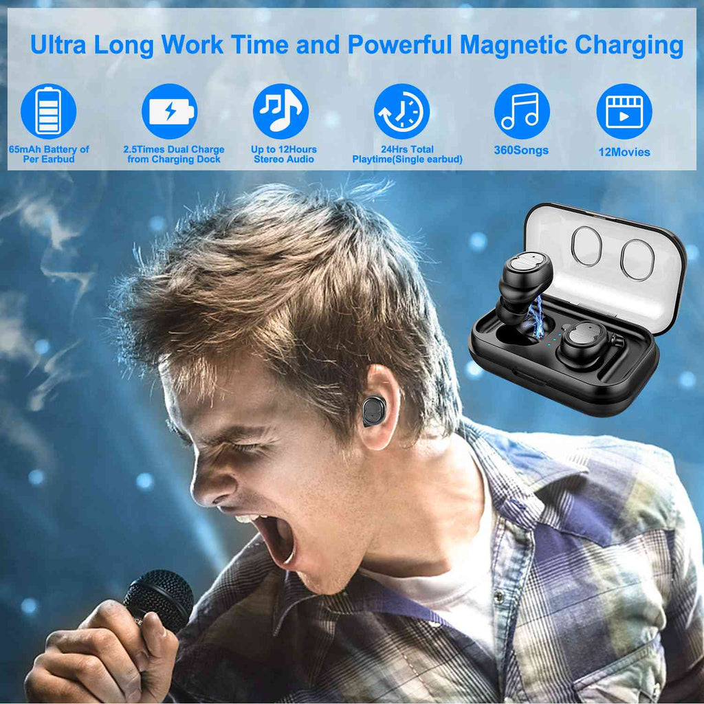 Écouteurs sans fil TWS 5.0 IPX4 stéréo intra-auriculaires tactiles