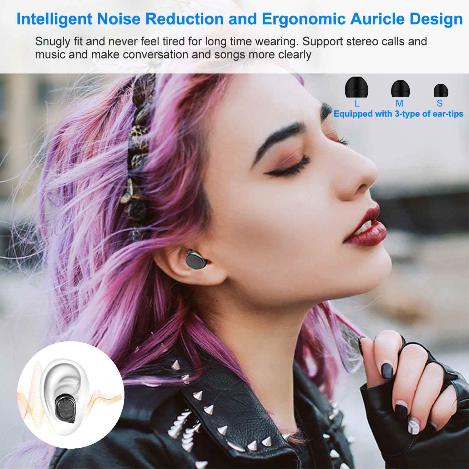 Écouteurs sans fil TWS 5.0 IPX4 stéréo intra-auriculaires tactiles