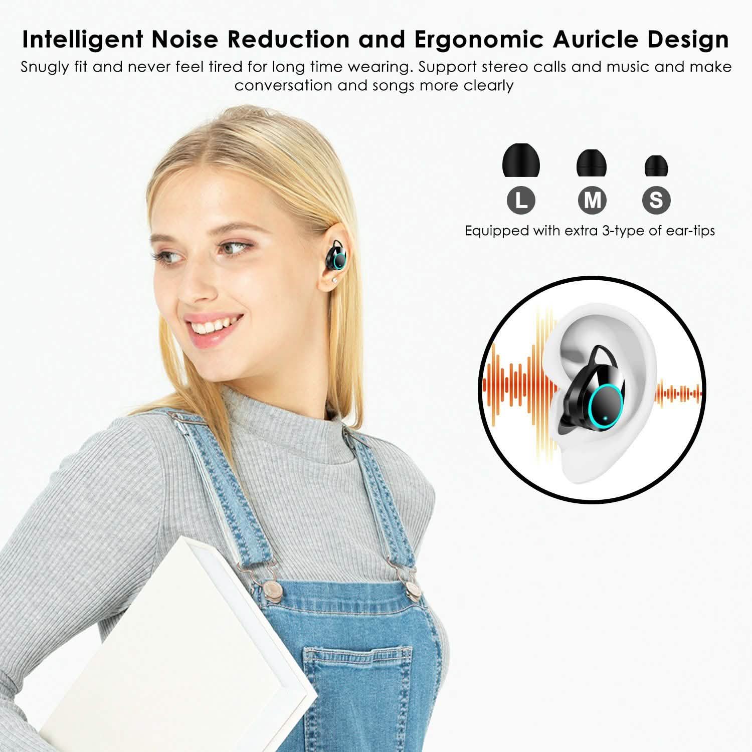 Écouteurs sans fil TWS 5.0 intra-auriculaires stéréo tactiles