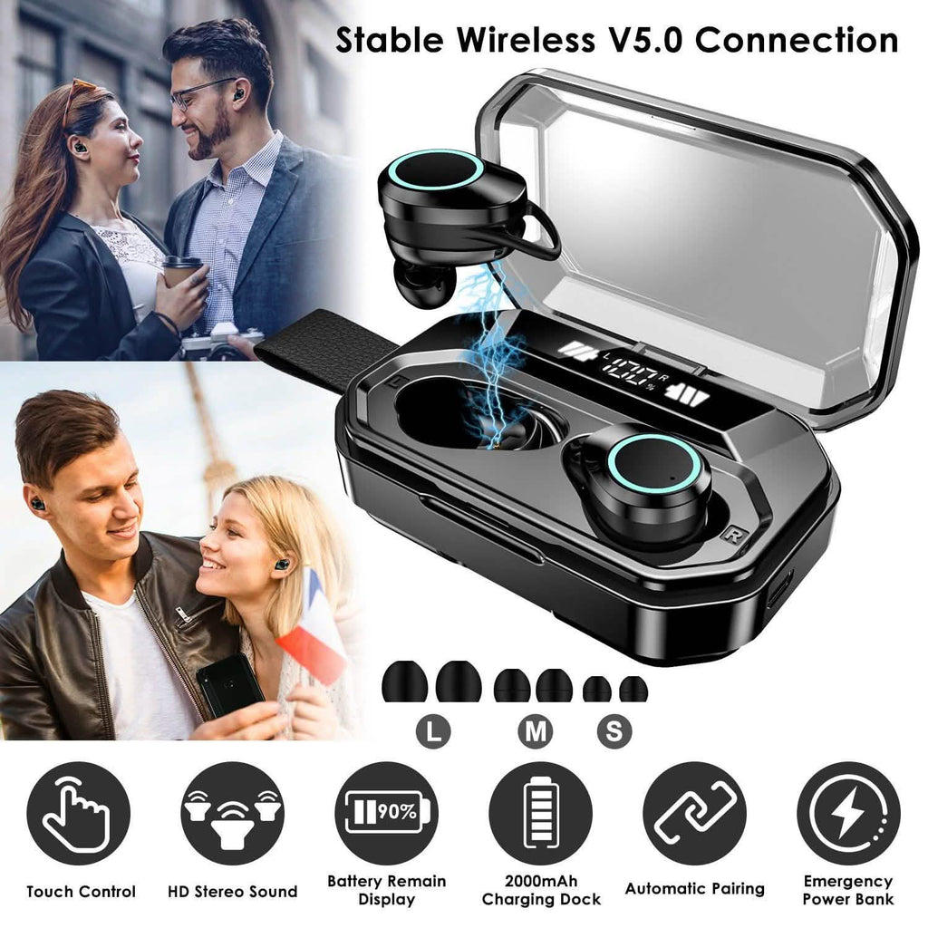 Écouteurs sans fil TWS 5.0 intra-auriculaires stéréo tactiles