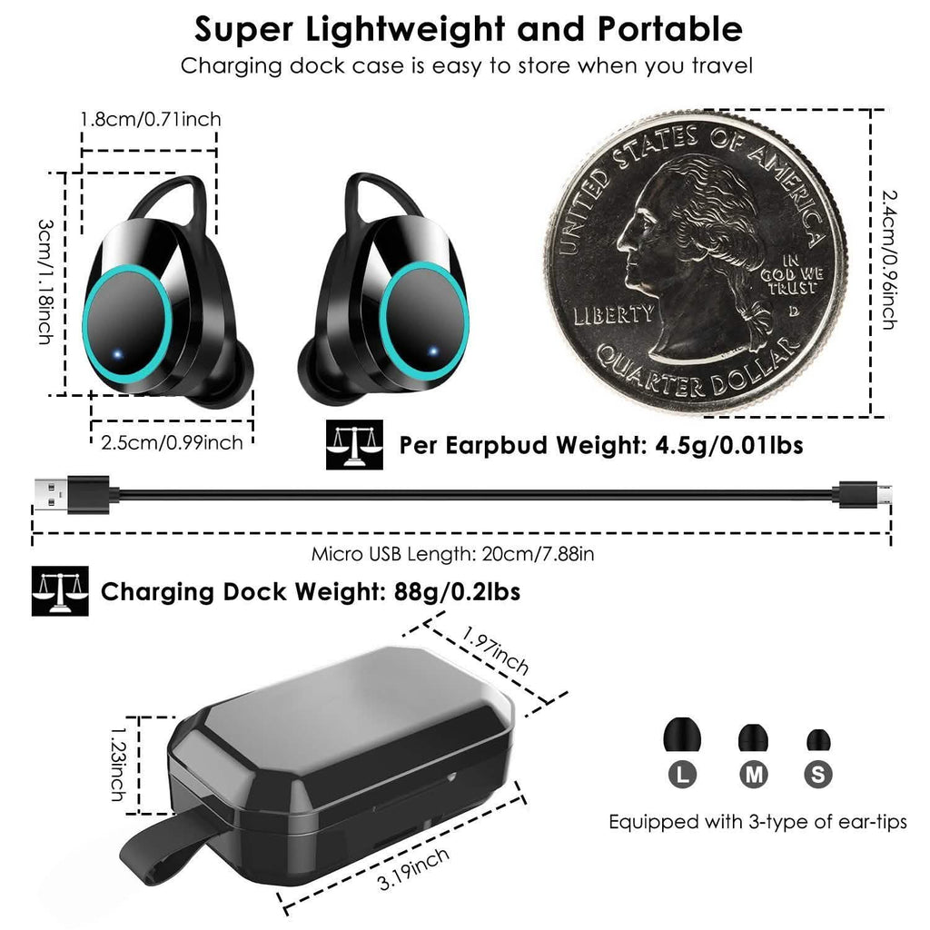 Écouteurs sans fil TWS 5.0 intra-auriculaires stéréo tactiles
